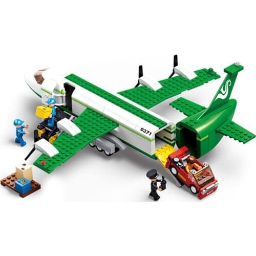 383Pcs Building Block 0371 Aviation World Cargo Plane Assembling Small Particles Assembling Toy Gifts