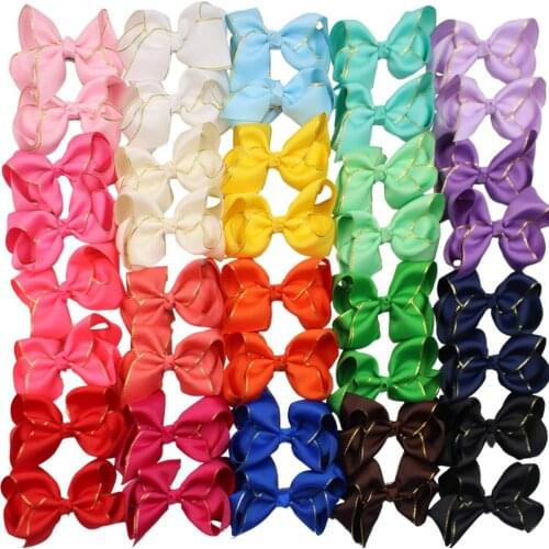 40pcs/lot Baby Girls Bows Hair Clips Boutique Grosgrain Ribbon Alligator Hair Clips For Girls Toddlers Teens 4" Kids Barrettes