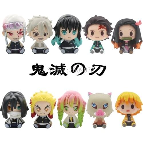 5pcs/lot Anime Figure Demon Slayer Kamado Tanjirou Kamado Nezuko PVC Anime Figure Toys Kimetsu no Yaiba Statue Doll Gift