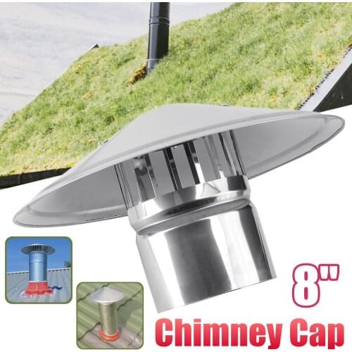 8'' Stove Pipe Chimney Cap Fireplaces Rain Hat Galvanized Iron Mushroom
