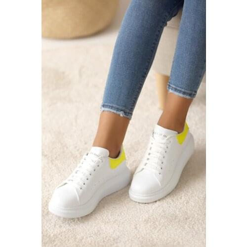 A3010-20Beyaz Yellow Pink Potin White Yellow Shoes A3010-20