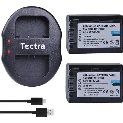 2Pcs 2000mAh NP-FH50 NP FH50 Camera Batteries +Dual USB Charger for Sony A230 A330 A290 A390 DSC-HX1 HX100 HDR-TG1E TG3 TG5 TG7