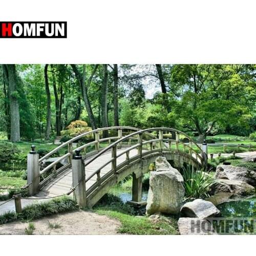 HOMFUN Full Square/Round Drill 5D DIY Diamond Painting "Bridge woods" 3D Diamond Embroidery Cross Stitch Home Decor A19058