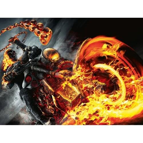 Diamond Painting Cross Stitch Ghost Rider,Hobby DIY Full,Round Diamond Embroidery,Gothic,Dark System,3D,Diamond Mosaic Crafts