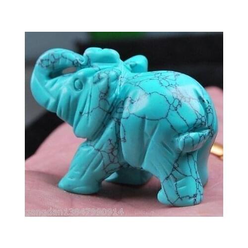 FREE SHIPPING Turquoise Hand Carved Elephant,Crystal Healing, Animal Figurine size:5x3x2cm