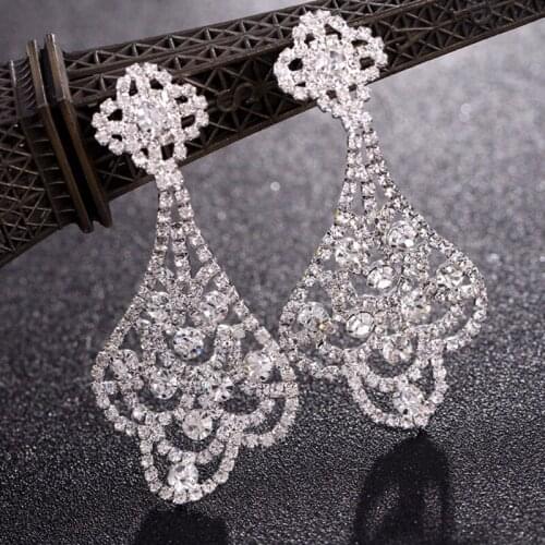 Freeshipping Hollow Retro Fashion Fringed Rhinestone Crystal Earrings Fashion Bride Wedding Banquet Prom Dress Accessories