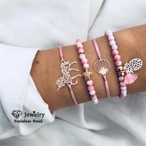 CC Bracelet for Women Bohemian Multilayer 5pcs Sets Charm Bangles Chain Femme Jewelry Vintage Animal Shape Drop Shipping YH907