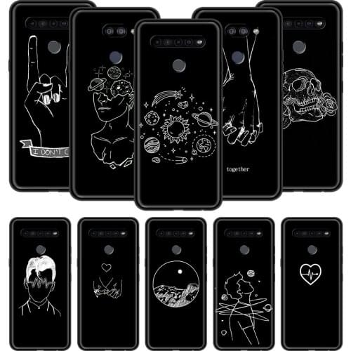 Aesthetic black line art Case For LG K41s K61 K40s K40 K50 K50s G6 G7 G8 K31 K42 K52 K62 K71 Silicone Soft Black Back Cover