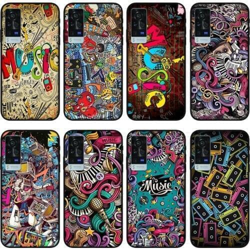 Music doodle Phone case for vivo x60 pro plus x50 s7 s9 x30 x27 s9e, Protective silicone case for vivo iqoo 7 z3 neo 3 5