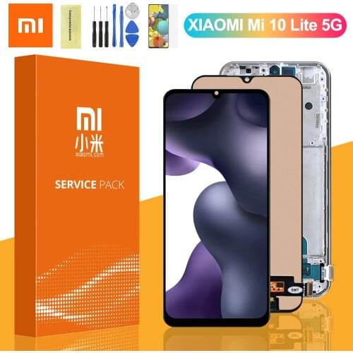 100% Test For Xiaomi Mi 10 Lite 5G LCD Display Touch Screen Display Digitizer Assambly with frame For Xiaomi mi10 lite M2002J9G