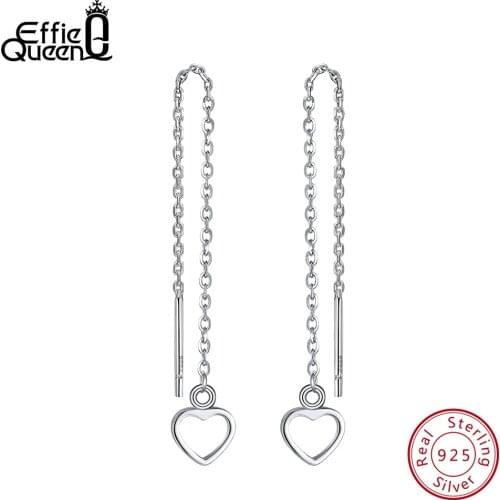 Effie Queen 925 Sterling Silver Drop Earrings For Women Romantic Heart Shape Earring Fashion Wholesale Jewelry For Female BE77
