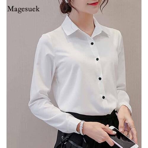 Elegant Office Lady Style Spring Autumn Casual Shirts Korean Slim Tops Business Solid Thin Woman Bottoming Shirt Blusas 12081