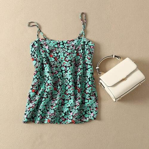 ElfStyle Ladies Viscose 100% Dots/Floral Printed Strap Top Back With Bow Ties - Women Casual Camis/Vests/Camisole Tops