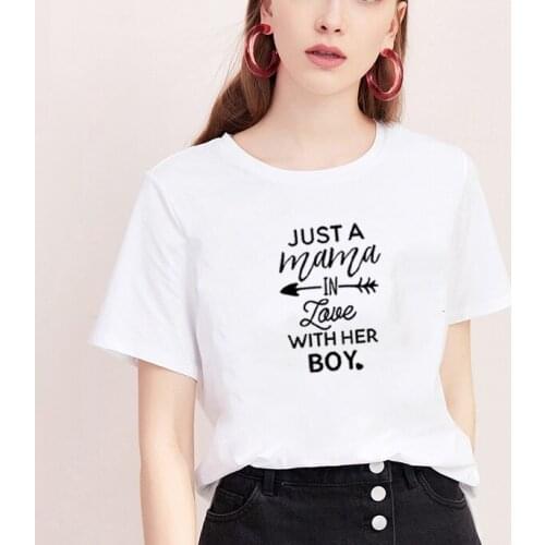Women White Summer Loose T Shirts for Women Tops Just A Mama In Love Printed Tee Shirt Femme O-neck Short Sleeve Tshirt