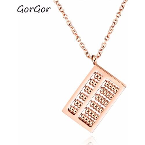 GorGor Fashion Style Exquise Abacus Necklace Rose Gold Plated Short Choker Titanium Steel Women Pendant Necklace 1538