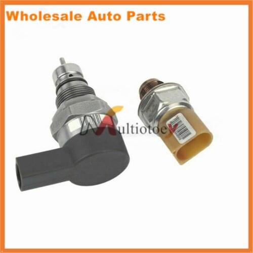 2PCS Fuel Rail Pressure Valve & Sensor For AUDI VW SEAT SKODA 057130764H 03L906054A 0281002859