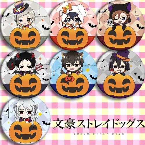 58mm Round Acrylic Bungo Stray Dogs Literary Stray Dogs Atsushi Dazai Osamu badge brooch Halloween Ver