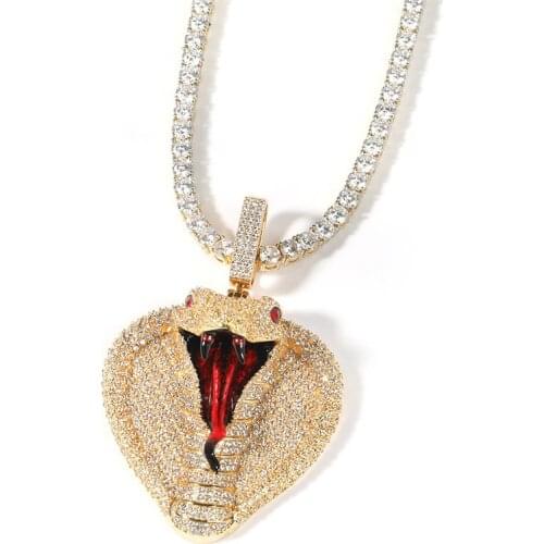 Cobra Pendant Hip Hop Iced Out Micro Paved Cubic Zirconia Necklace Fashion Rapper Jewelry Gift