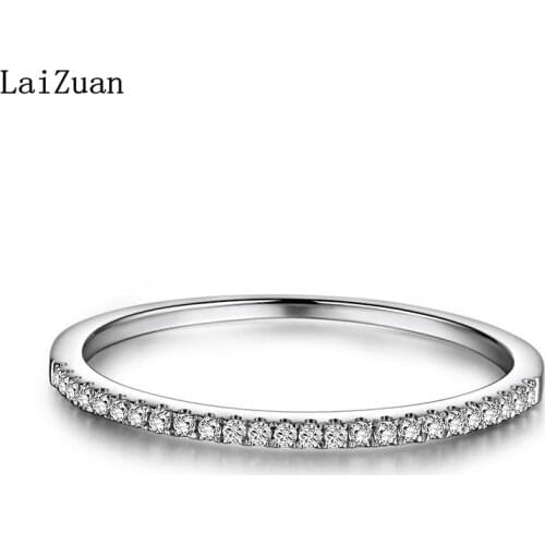 LaiZuan Solid 10k White Gold Certified Round Natural Diamonds Half Eternity Ring Women Engagement Band Trendy Fine Jewelry Gift