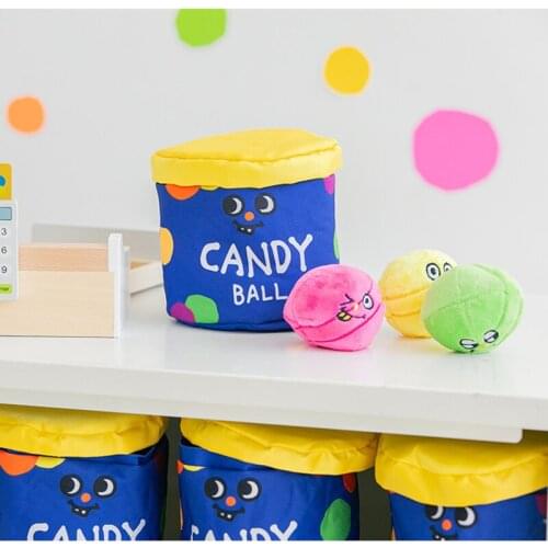 Ins Hot Korea Candy Ball Dog Plush Toy Plush Ball Dog Toy With Funny Sound Omurice Cat Puppy Chew Interactive Toys