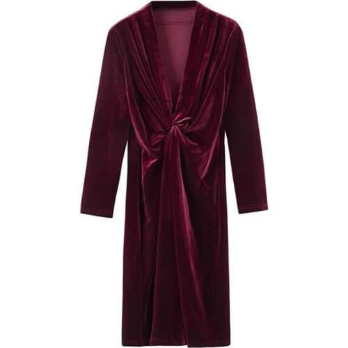 Fashion elegant office lady dress,long sleeve sexy V-neck Autunm velour dress,slim velvet winter dress plus size 6XL 7XL 8XL