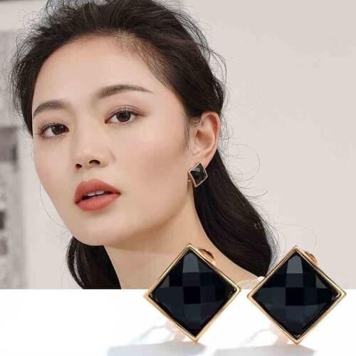 IDESTINY Fashion Square Earings clips for ears Jewelery Gold Color Plated Women Stylish Wedding Party Earrings Jewelry Gift