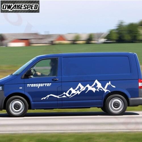 Both Side Bus Car Door Body Decor Stickers Mountain Graphics Vinyl Decals For Volkswagen Multivan T5 T6 Outdoor Sport California