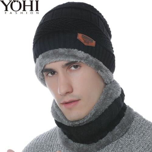 New Warmer winter hat Neck knit cap scarf cap Winter Hats For men knitted hat men Beanie Knit Hat Beanies Hair accessories