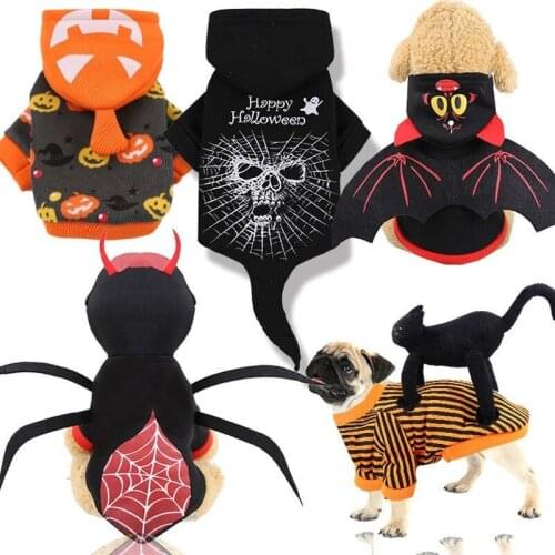 Halloween Pet Clothes Dog Costume Bat Wings Vampire Black Cute Spider Fancy Pumpkin Dress Up Halloween Pet Cat Costume Supplies