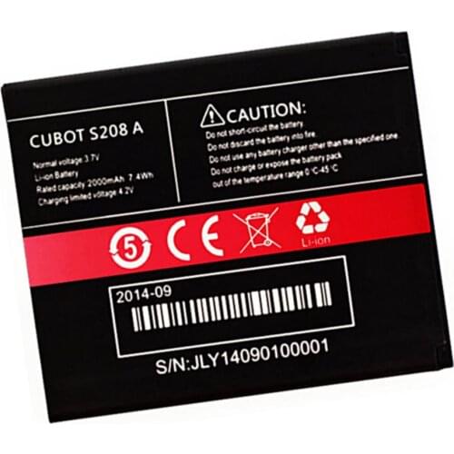 2000mah 7.4wh 3.7v Original Original battery for Cubot S208A Smartphone batteries