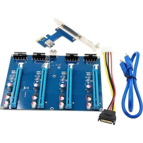 PCI-E Expansion Board Kit PCI-E X1 to 4 PCI-E X16 Slot Graphics Adapter Card for BTC Miner
