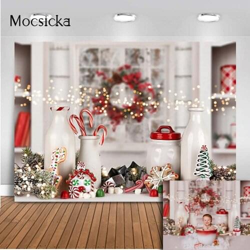 Merry Christmas Newborn Kids Portrait Boekh Windows Background for Photo Studio Glitter White Christmas Photo Booth Background