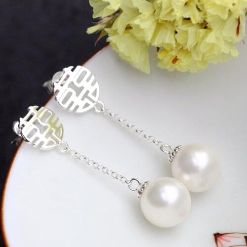 925 sterling silver beaded earrings fashion long tassel double happiness silver earrings factory direct free shipping