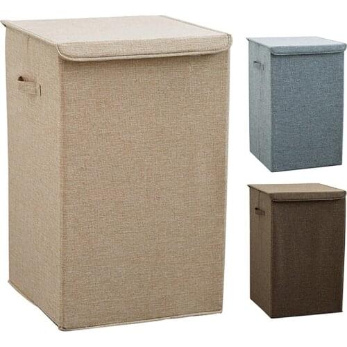 Fabric Laundry Basket With Cover Bathroom Kitchen Storage Basket Home Collapsible Waterproof Dirty Clothes Bucket