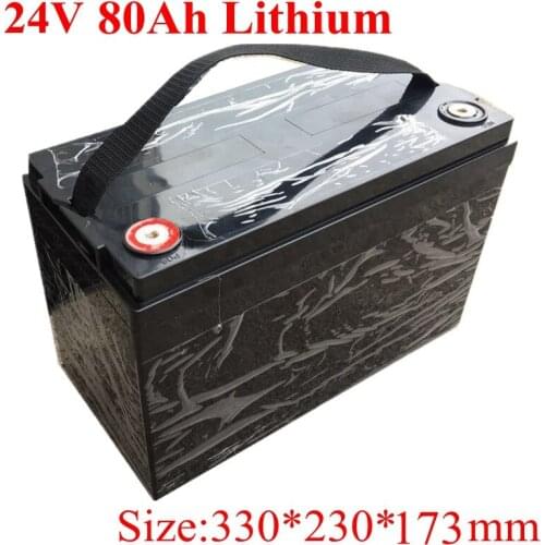 Waterproof 24v 80ah Lithium Ion Battery BMS 7S for 1500W Motor Electric Bike House Hold Electric Supplies + 10A Charger