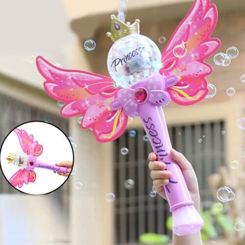Magic Wand Bubble Machine Automatic Bubble Blower Toy For Kids Girl Wings Bubble Stick Soap Bubble Gun Girls Gift