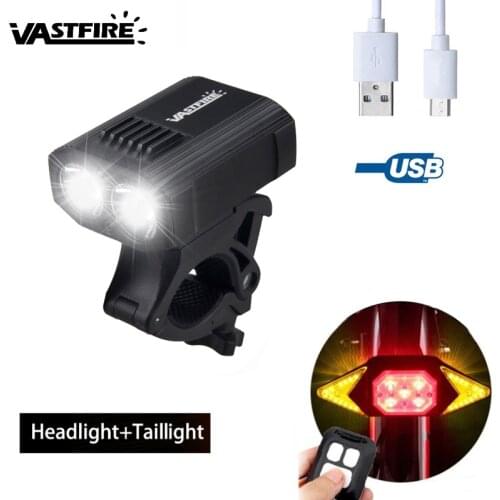 Waterproof USB Bike Light Built-in Rechargeable Battery Front Handlebar Bicycle Headlight with Safety Rear Lamp