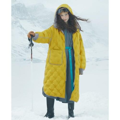 IRINACH299 Fall Winter 2020 Collection Long Reversible Hooded Duck Down Jacket Coat Women