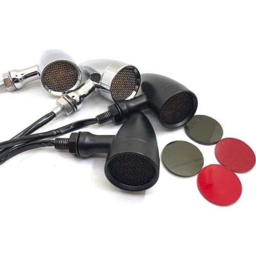 1 Pair Mesh Lens Universal LED Motorcycle Turn Signal Light Black/Chrome Aluminum Motorbike Flashers For Ducati Choppers Triumph