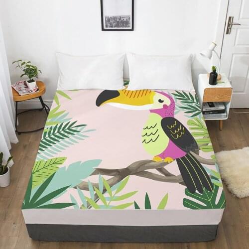 1pc bed sheet Elastic fitted sheet With An Elastic Band 150/180/200/160*200 Mattress Cover Double Bed cover nordic bird