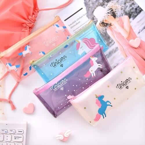 1 Pcs Kawaii Pencil Case Unicorn PU Gift Estuches School Pencil Box Pencilcase Pencil Bag School Supplies Stationery