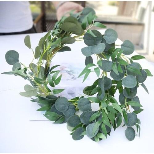 2 Meters Simulation Eucalyptus Leaves Willow Leaf Rattan Wall Hanging Decor Wedding Backdrops Home Decor Fake Plants Faux Vine