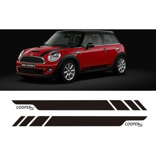 2pcs Car Styling Side Skirt Stripe Decal Graphic Sticker for Mini Cooper S R56 R50 R52 R57 R58 R59 Accessories