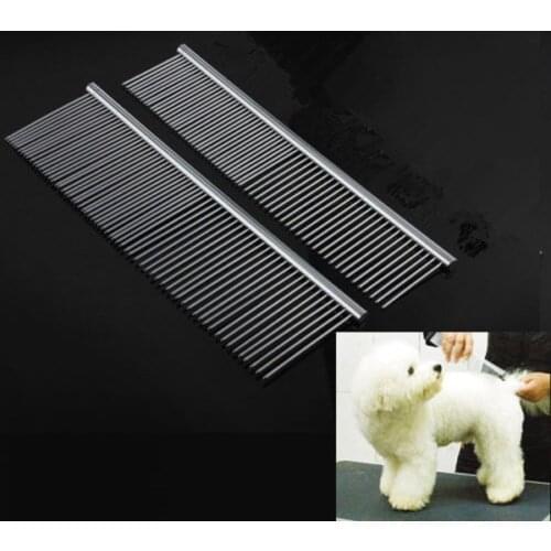 2 X Pet Dog Stainless Steel Grooming Hair Comb Tool Poodle Finishing Comb Butter