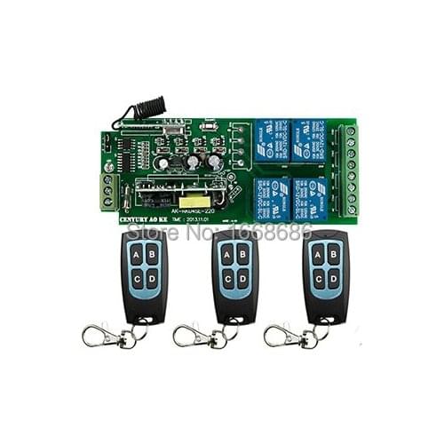 2015 NEW 85v~250V 110V 220V 230V 4CH RF Wireless Remote Control Light Switch Security System Garage Doors, Electric Doors