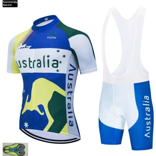 2020 Australia National Team Cycling Jersey 20D Bike Shorts Set Quick Dry Ciclismo Clothing Men Summer Pro Cycling Maillot Wear