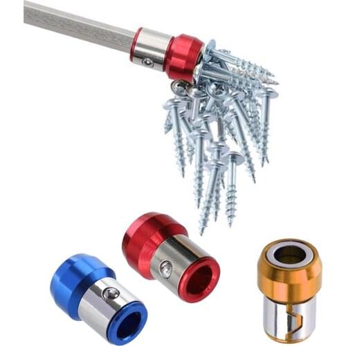3PCS Screwdriver Bit Magnetic Ring Magnetizer Ring Metal Red Yellow Blue Screw Magnetic Holders 6.35mm