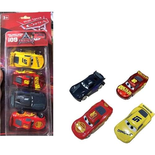 4pcs Disney Pixar Cars 2 3 Lightning McQueen Mater Jackson Storm 1:55 Diecast Vehicle ABS Boy Kid Toys Christmas Gift Toys