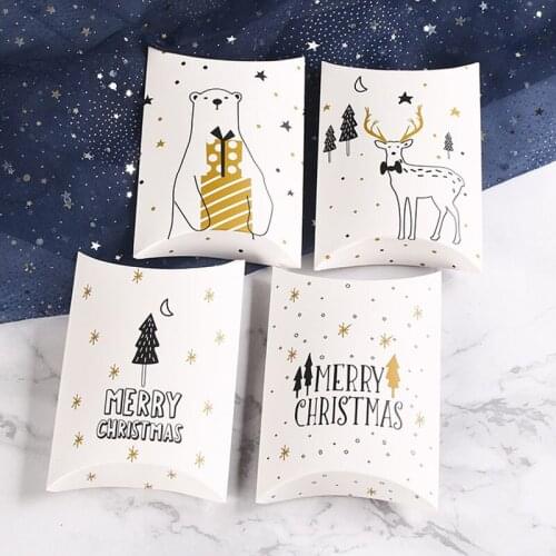 5pcs/lot Merry Christmas Tree Deer Candy Gift Boxes Guests Packaging Boxes Gift Bag Christmas Party New Year Favors Gift Decor
