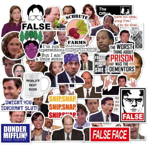 50pcs/set Friends OFFICE TV SHOW Waterproof Fun Sticker Toy Luggage Sticker Motorcycle and Luggage Notebook DIY Sticker